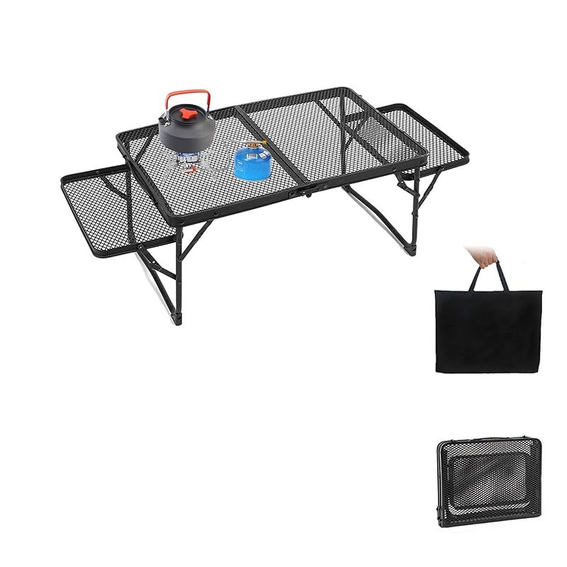 新品】 AIEPWON キャンプ テーブル サイドテーブル付き 折りたたみ式