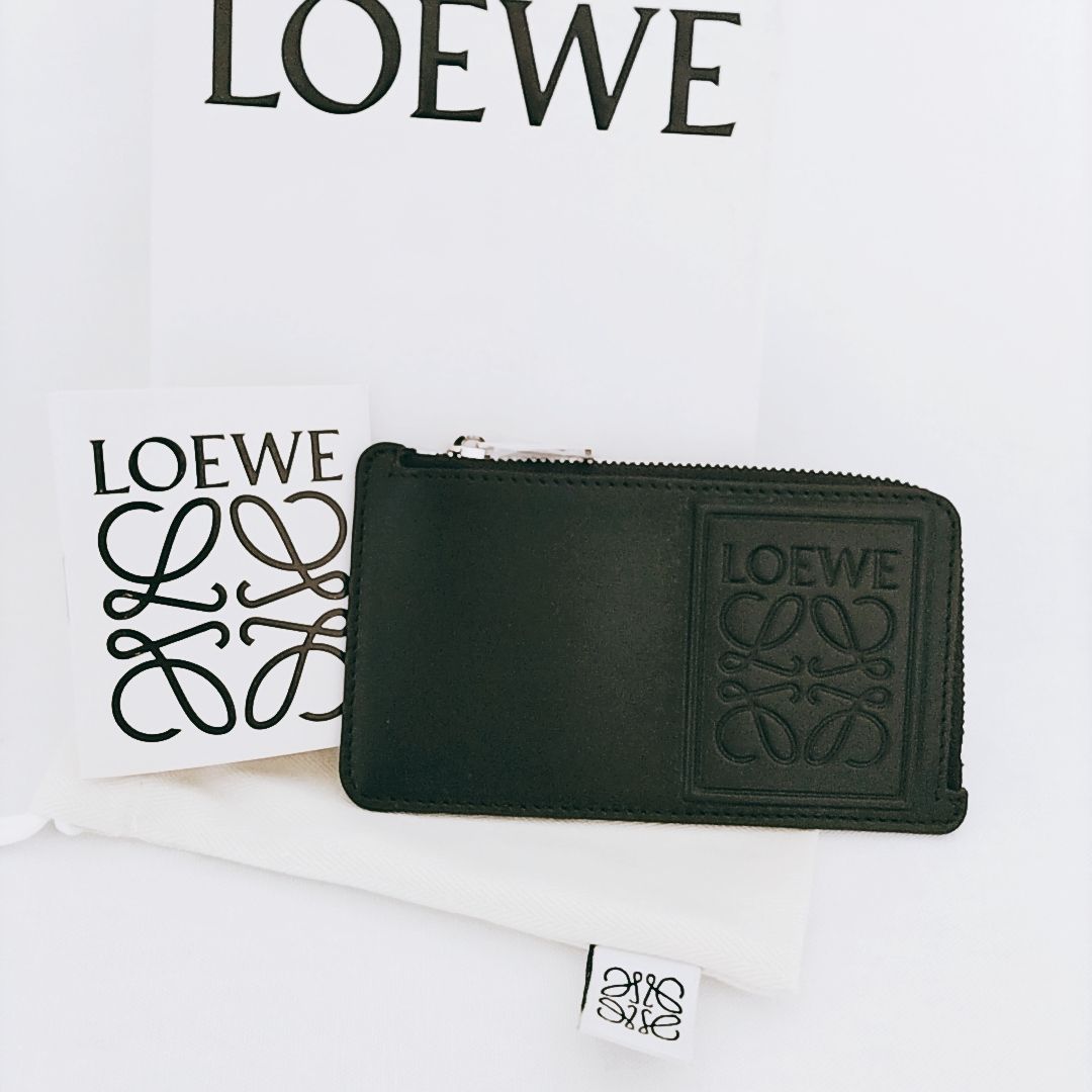 【LOEWE】カードホルダー（サテンカーフ） ブラック LOEWE コインカードホルダー（サテンカーフ） (LOEWE/コインケース