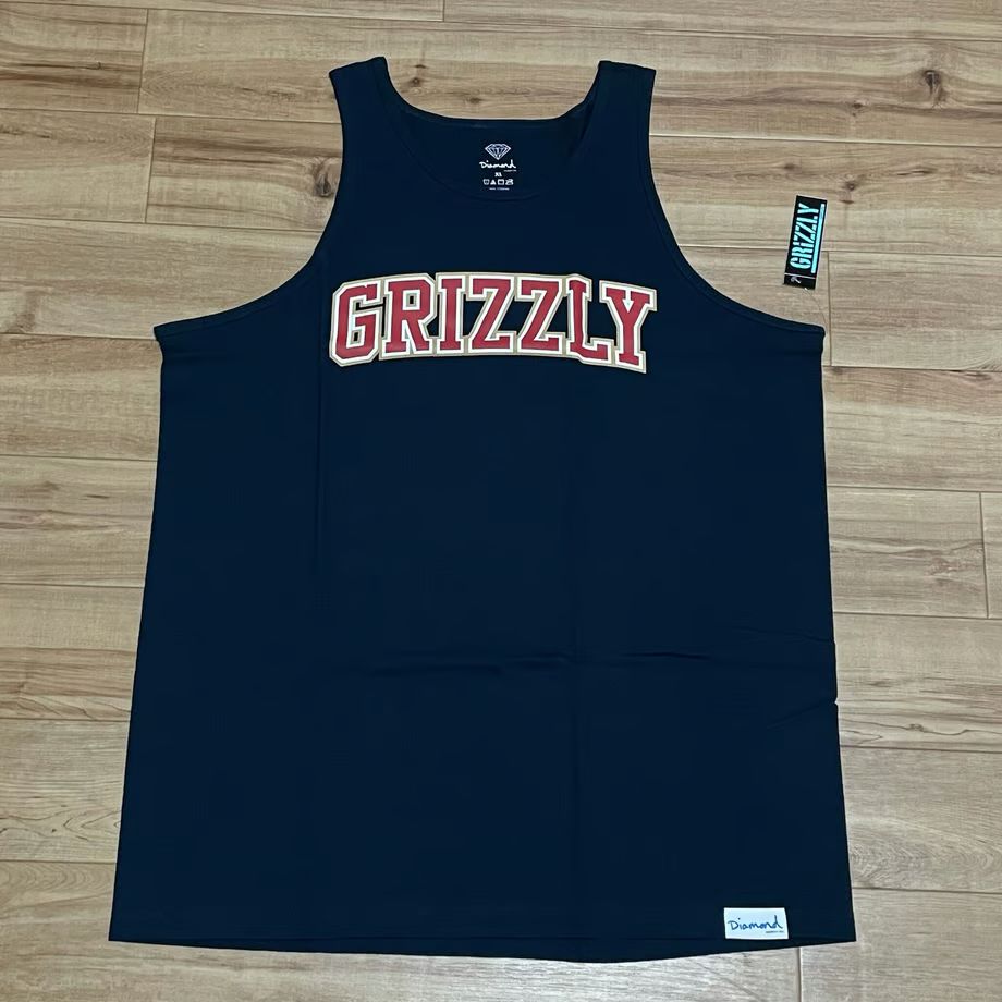 【XL】 米国製 ダイヤモンドサプライ Diamond Supply Co タンクトップ 紺 GRIZZLY グリズリー