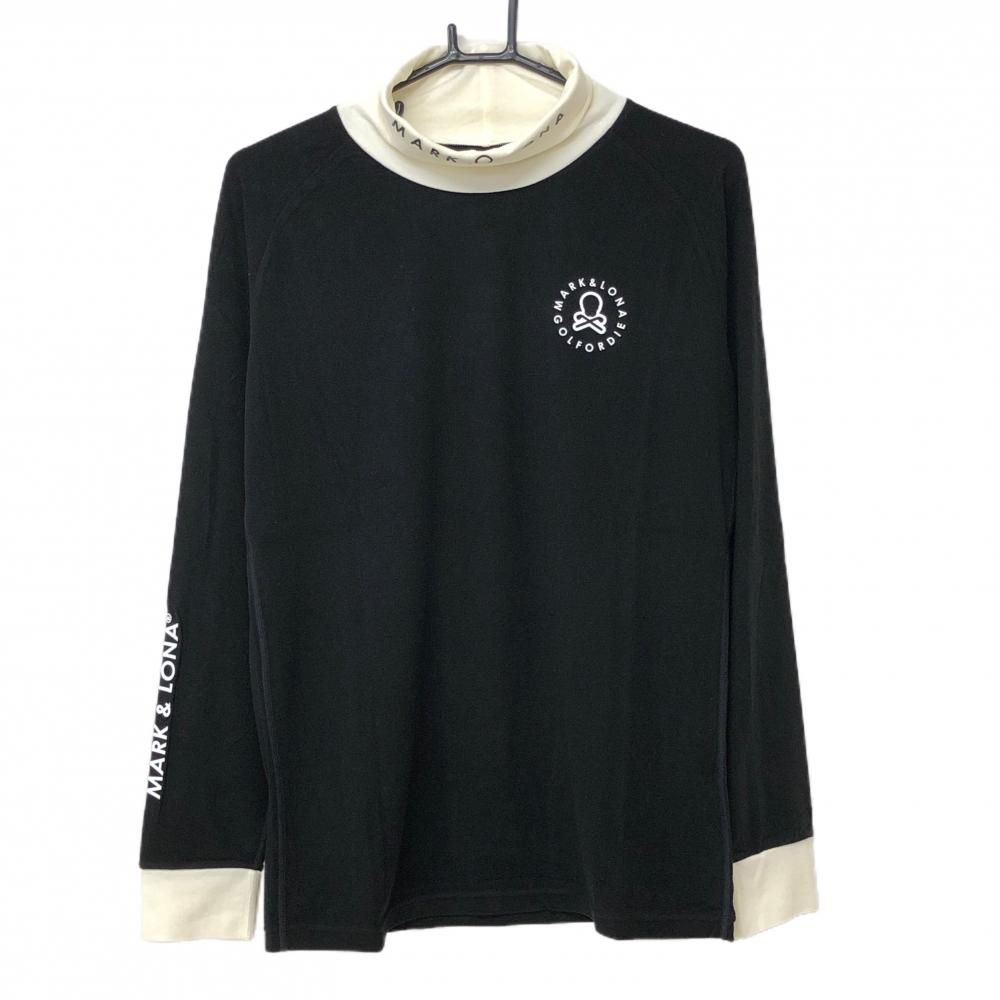 【新品】マークアンドロナ 長袖タートルネックシャツ 黒×アイボリー メンズ 50(XL) ゴルフウェア 2023年モデル MARK＆LONA