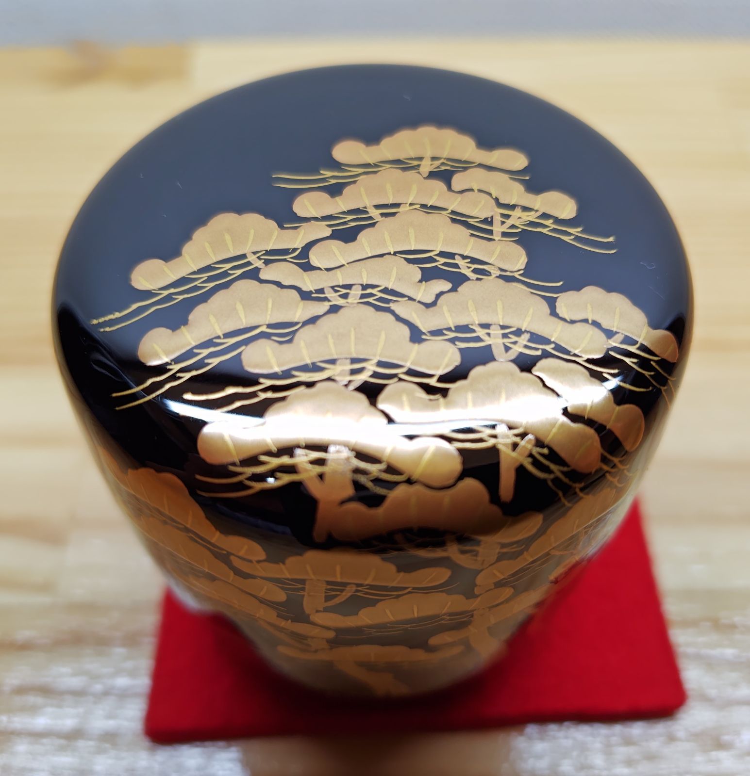 逢絢亭 茶道具 中棗 山中塗 梨地 老松蒔絵 木製 多田桂寛 共箱入り