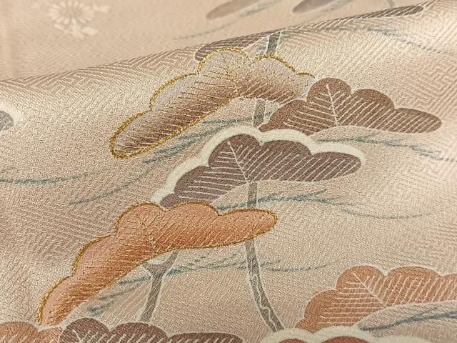 平和屋着物○訪問着 友禅 駒刺繍 松 暈し染め 西武百貨店扱い 正絹