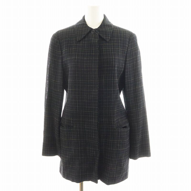 マックスマーラ MAX MARA ジャケット チェック柄 38 黒 ブラック