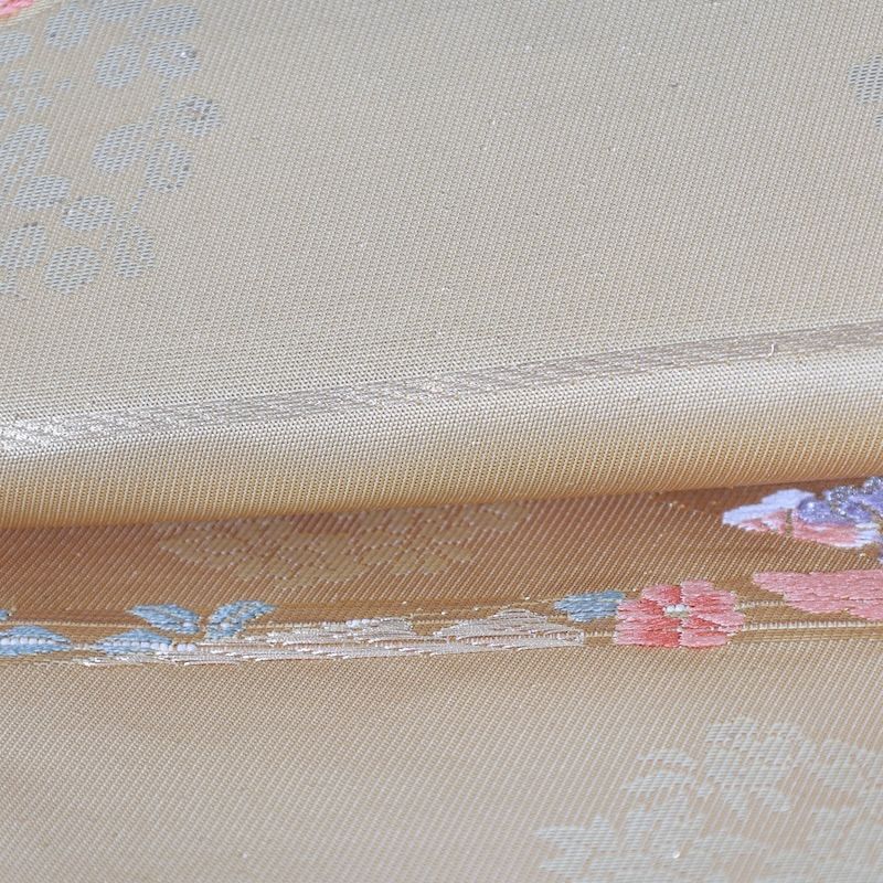 織楽浅野 西陣織 九寸名古屋帯 市松小花分 蔓花文様 モダン 正絹 K521