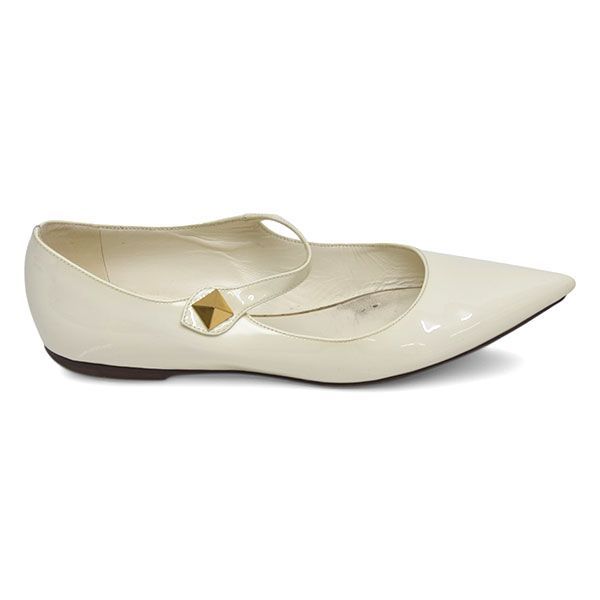 VALENTINO ロックスタッズ エナメル フラットパンプス 36.5 ヴァレンティノガラヴァーニ ロックスタッズ エナメル フラット