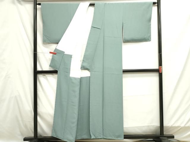 平和屋着物□上質な色無地 松皮菱地紋 白鼠色 正絹 逸品