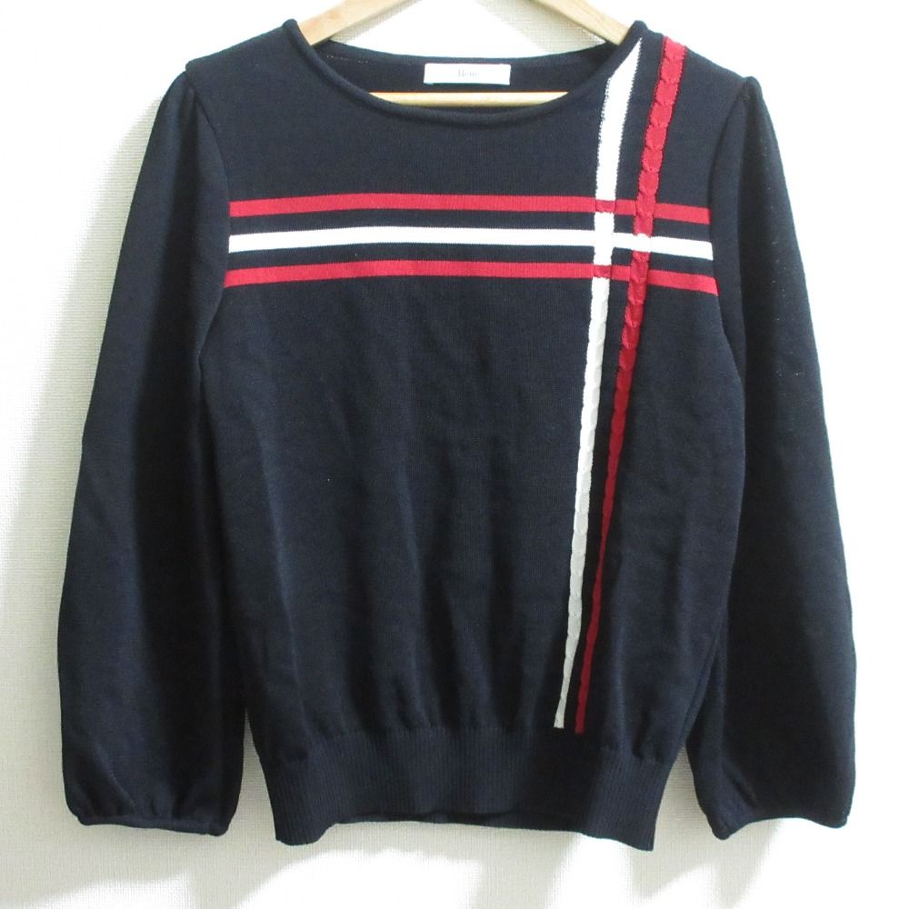 25SS Rene ルネ ライン 長袖 ニット セーター サイズ36 ブラック レディース 古着