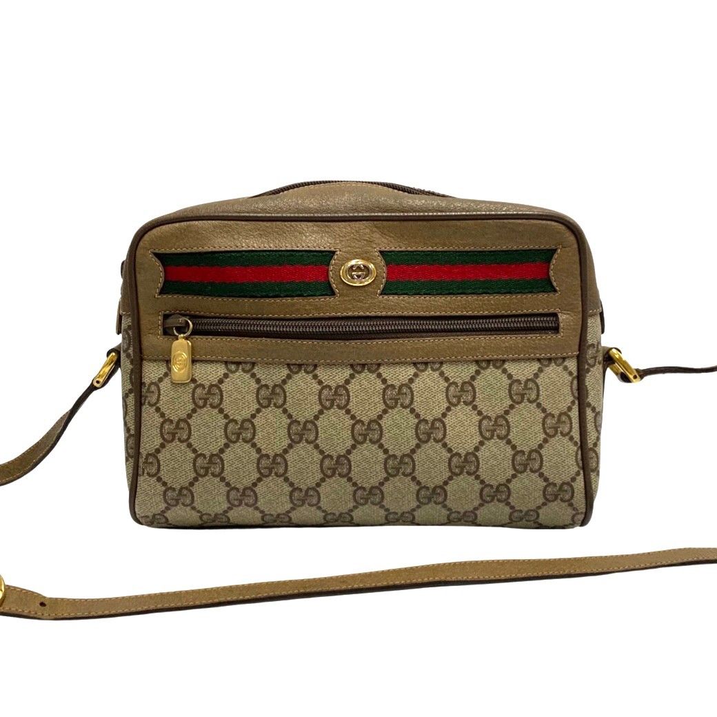 極 美品 GUCCI オールドグッチ ヴィンテージ GG ロゴ 金具 シェリー