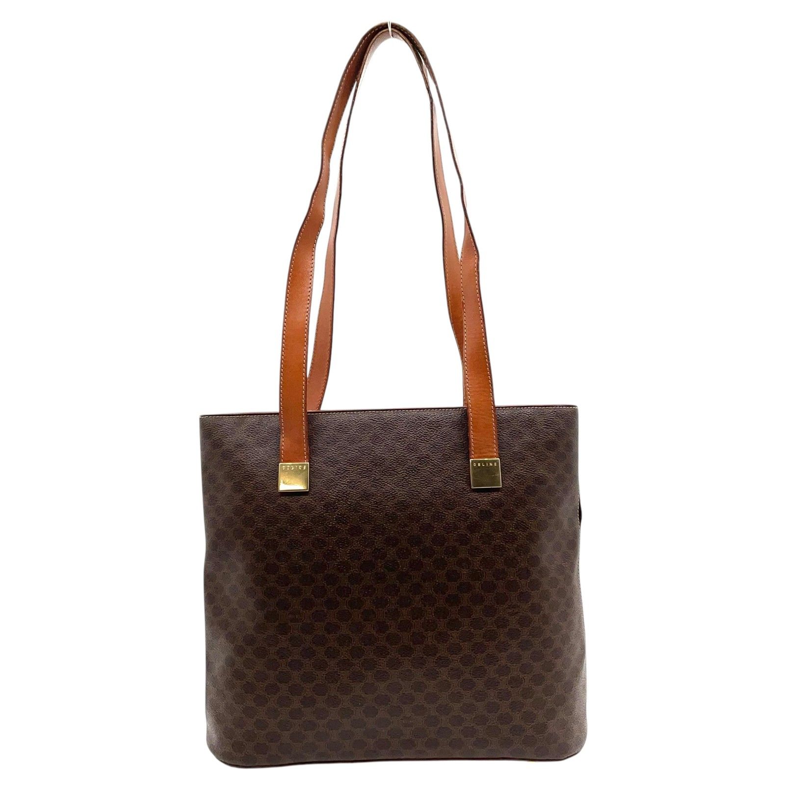 CELINE セリーヌ マカダム トートバッグ 茶 ブラウン PVC レザー