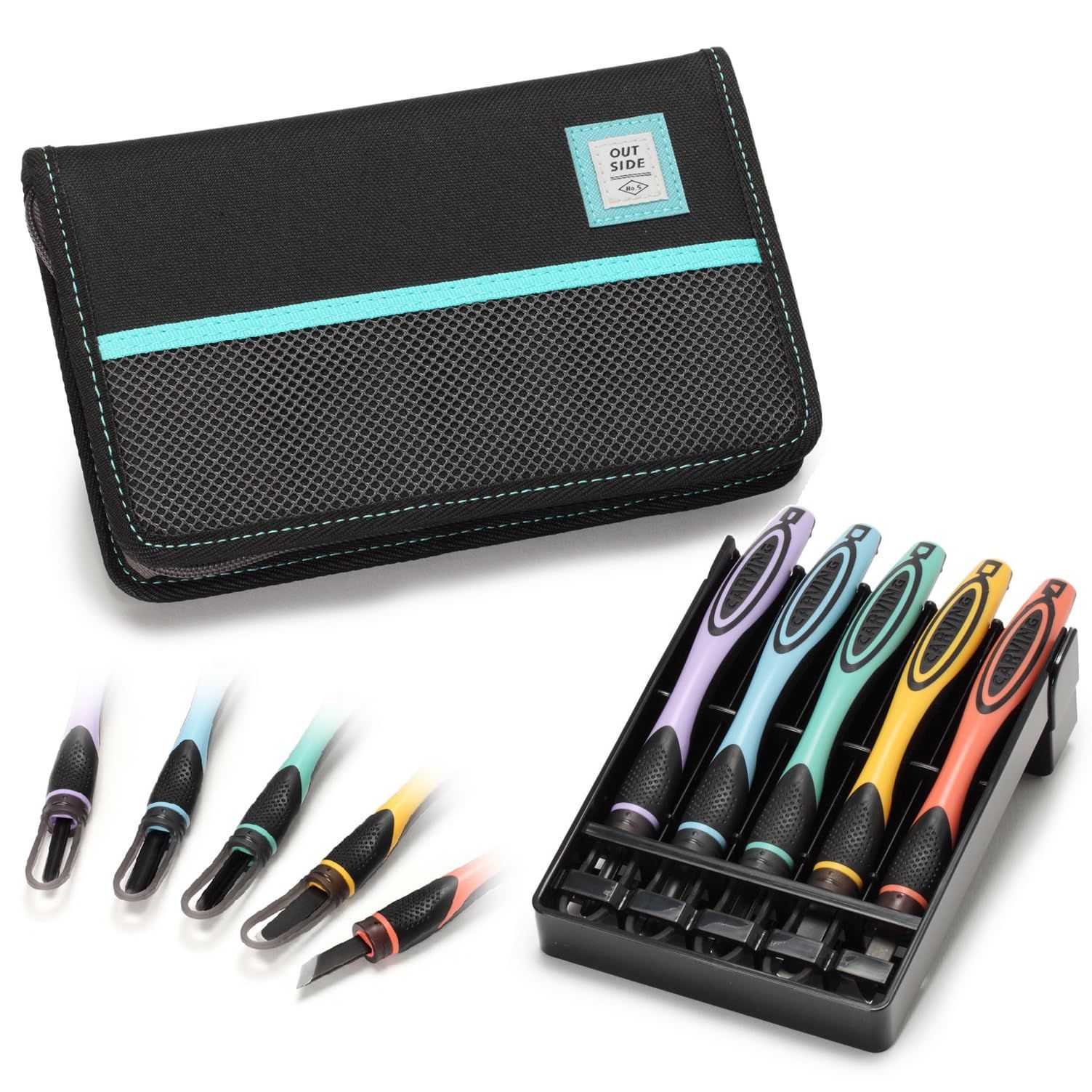 特価商品 モリベクリエーション 2WAYGRIP彫刻刀セット 安全ガード付き アウトサイダー 右利き用 CKT-163 OUTSIDER