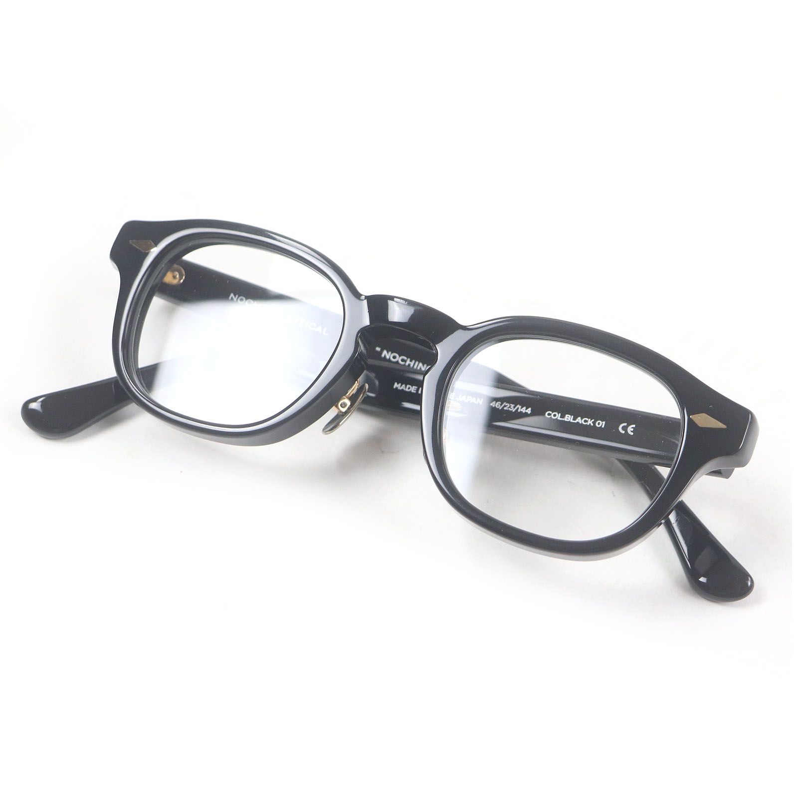 □NOCHINO OPTICAL ノチノオプティカル NOCHINO FR ボスリントン メガネ 眼鏡 アイウェア ブラック 46□23-144 箱 ケース付き メンズ