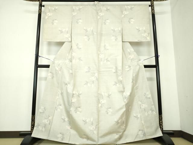 平和屋着物○本場大島紬 白大島 9マルキ 枝花文 正絹 逸品 DAAY1466ps