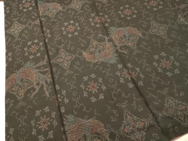 平和屋着物○本場大島紬 古代染色純泥染 鳳凰花文 証紙付き 正絹 逸品