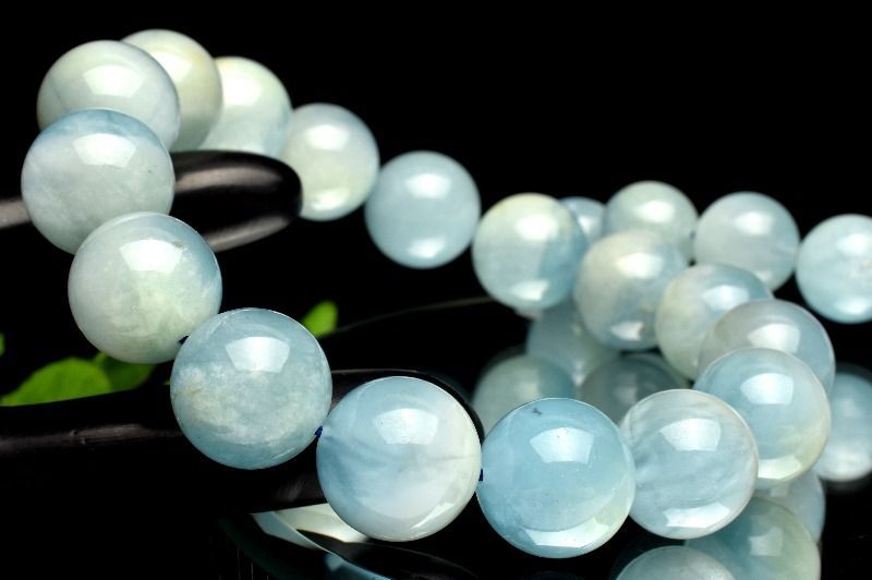  まろやか質感 アクアマリン　16mm　ブレスレット 1個売り パワーストーン 天然石 _BG5520-16 ブレスレット・バングル