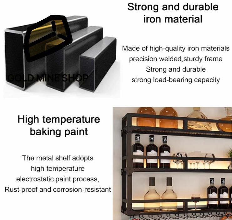 壁掛けワインラック ワイン収納ラック ワインボトルホルダー ウォールマウントワインラック ワインボトルラック 壁付け ディスプレイラック 壁掛け ワインラック ウイスキー 棚 G 80X25X90cm SKLAD-KIRPICHA_RU