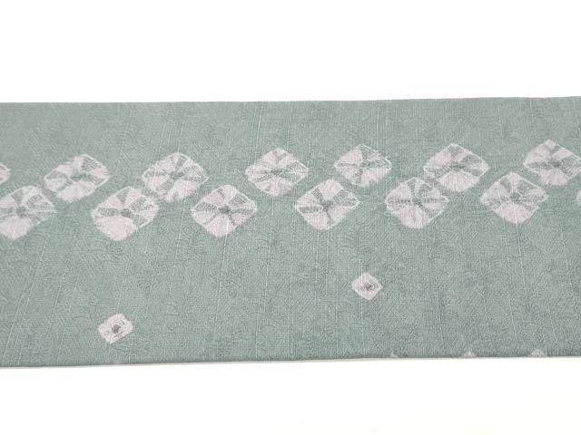 平和屋着物●九寸名古屋帯　紬地　雲絞り　間道　銀鼠色　正絹　逸品　DAAY0096ob 平和屋着物○九寸名古屋帯 紬地 雲絞り 間道 銀鼠色 正絹 逸品