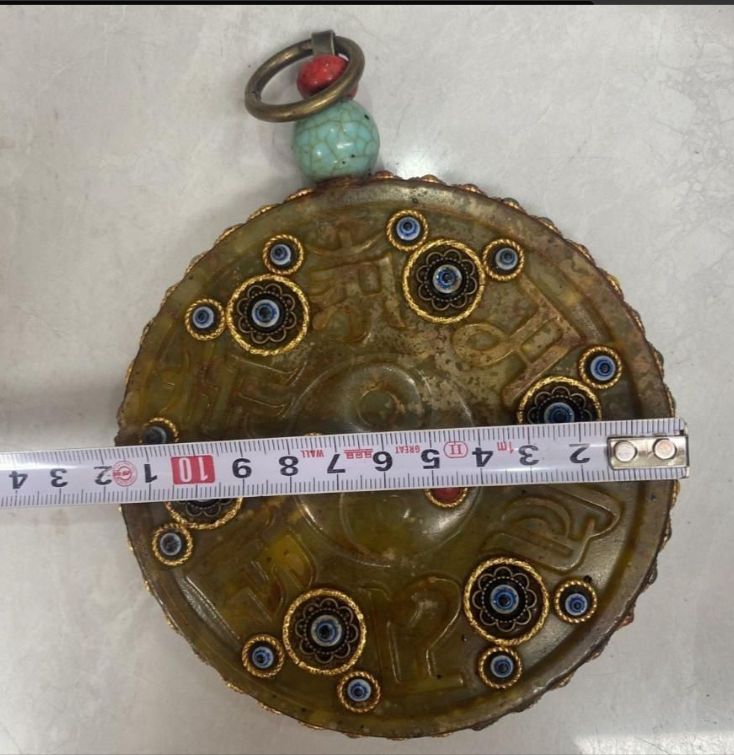 骨董品コレクション天然玉八卦皿ストラップ多宝象嵌玉璧八卦品相完全古風古風古式