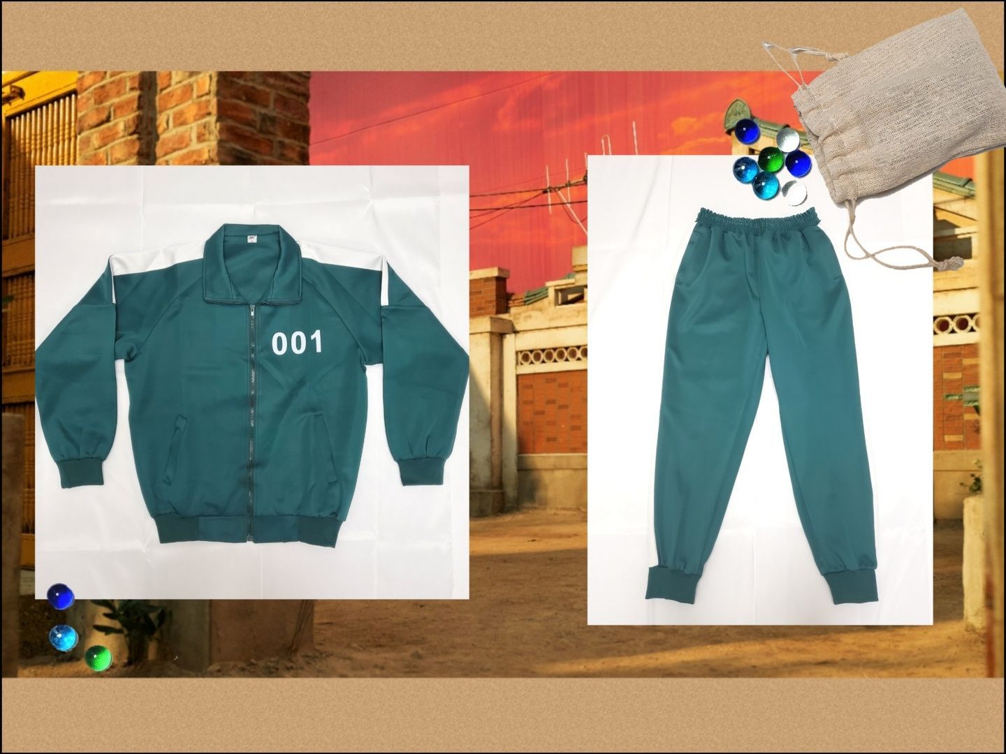☆期間限定☆🦑イカゲームコスプレ上下セット+遊びセットsquid