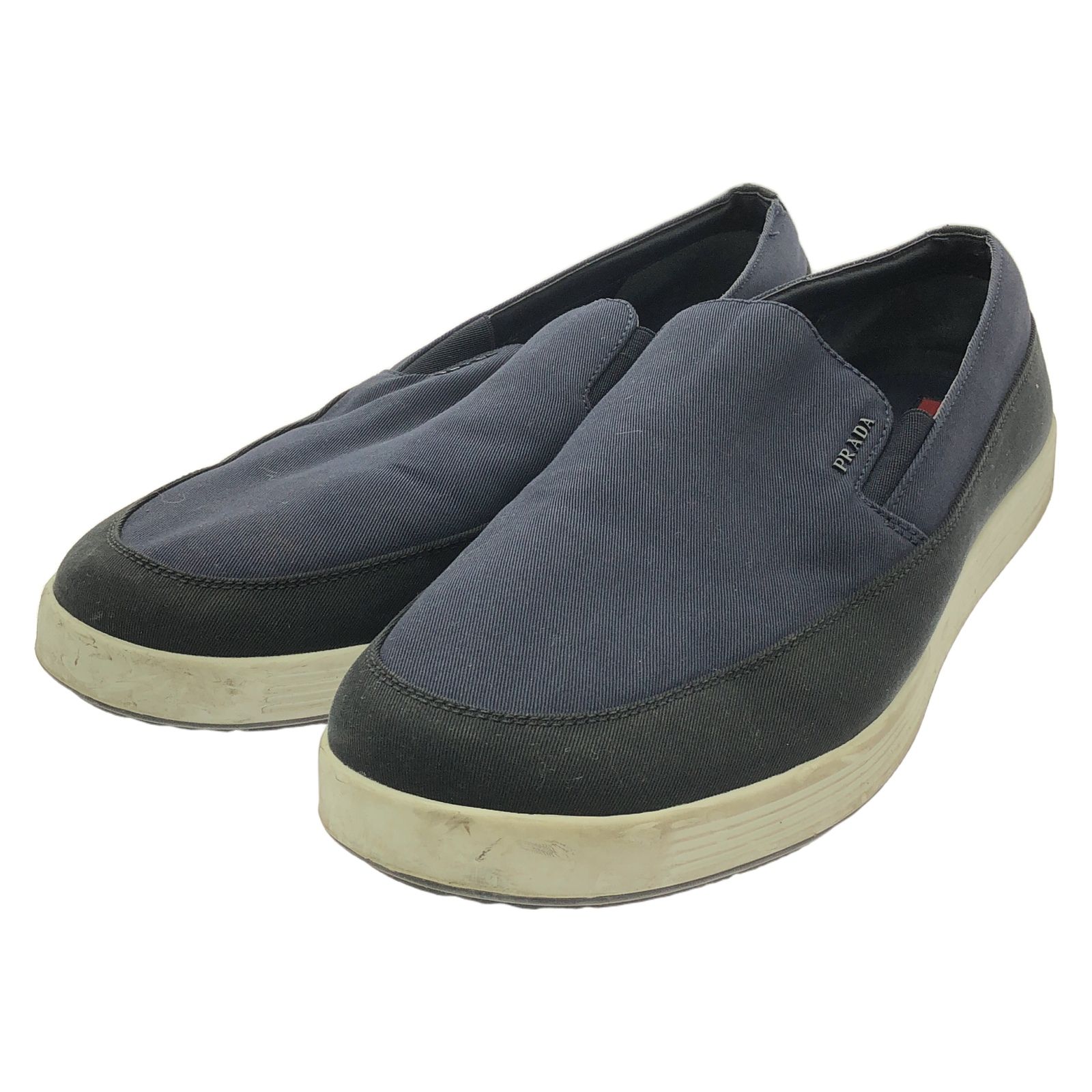 プラダスポーツ リネアロッサ PRADA SPORT LINEA ROSSA スリッポン スリッポン ネイビー キャンバス スリッポン メンズ Used B