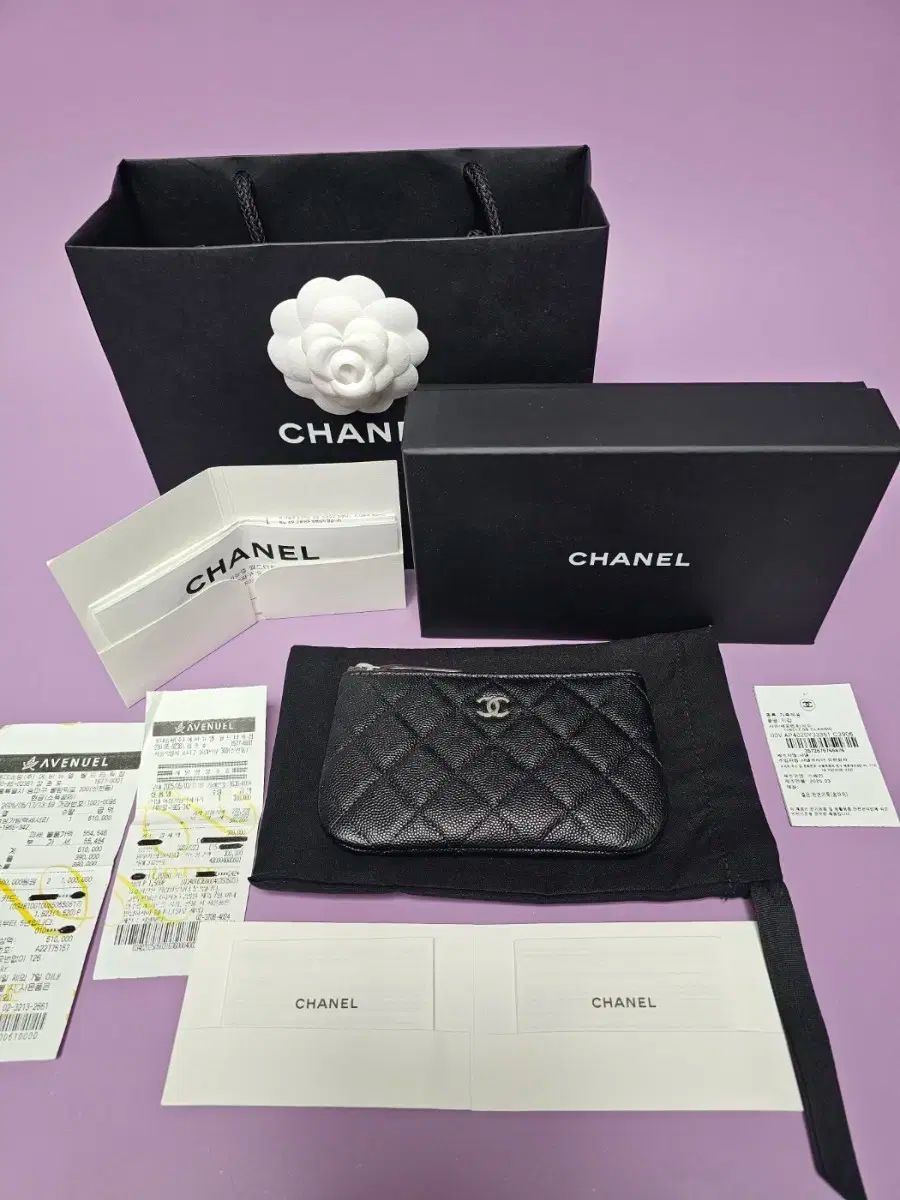 シャネル 内蔵チップ Classic シルバー キャビア ミニ ポーチ ap4020