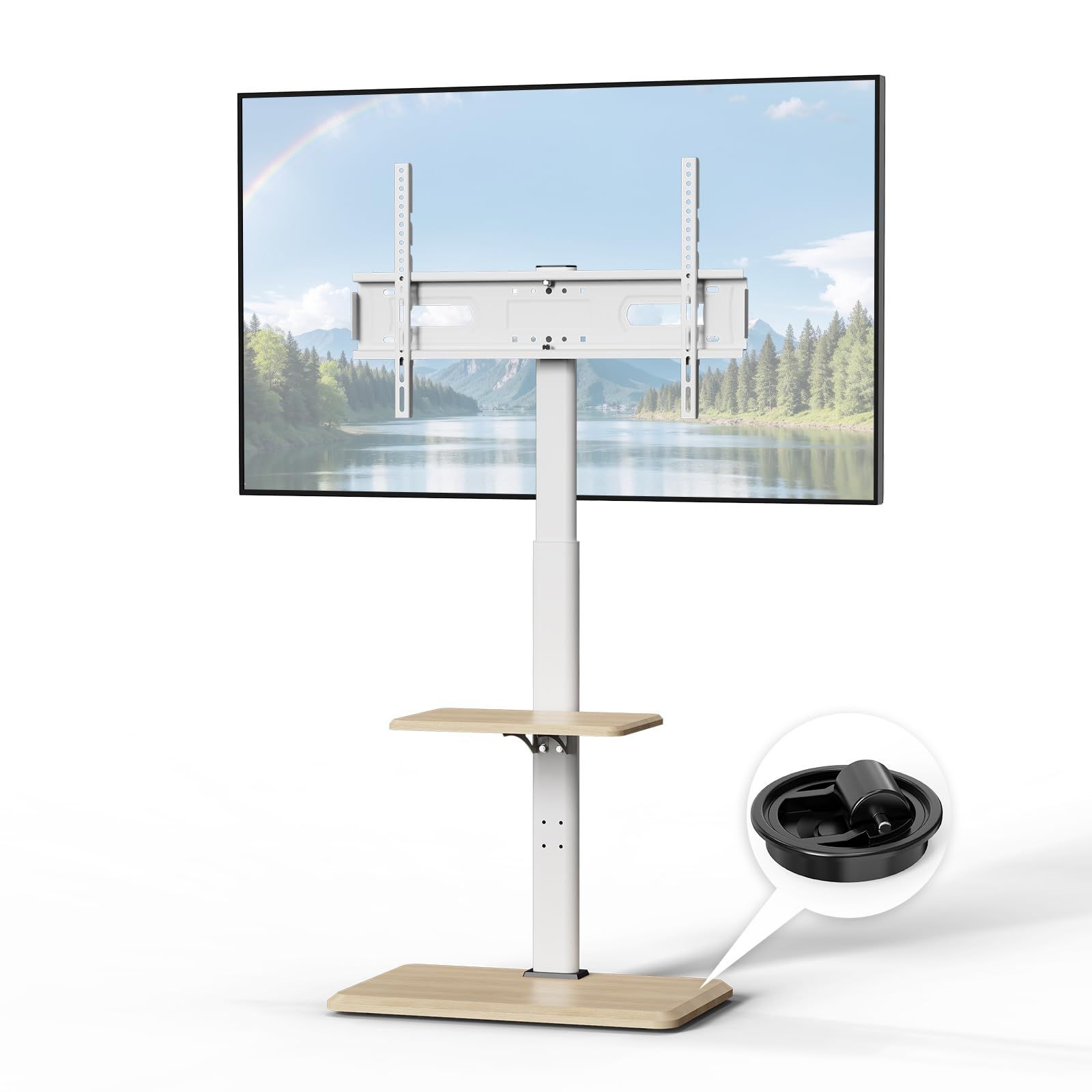 tvスタンド キャスター付き おしゃれ 32 75インチ対応 テレビ台 VESA 横100～600mm 縦100～400mm ハイタイプ 耐荷重45kg 壁寄せ 木目調 テレビスタンド ホワイト BEISHI