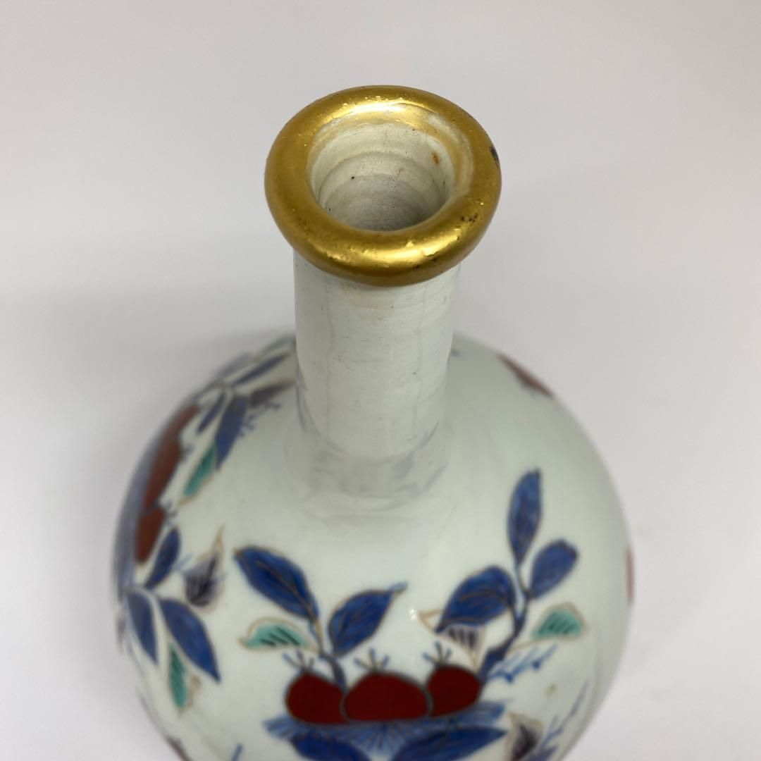 江戸中期　古伊万里　染付赤絵花入　高さ25㎝　東Y6-0605②タサオ 江戸中期 古伊万里 染付赤絵花入 高さ25㎝ 東Y6-0605②タサオ