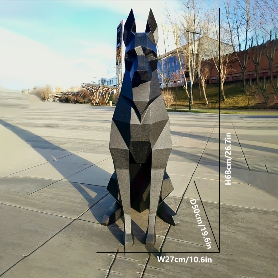 犬 置物 彫刻 3D 黒い犬 作品 ドーベルマン 屋外 屋内 動物彫刻 像
