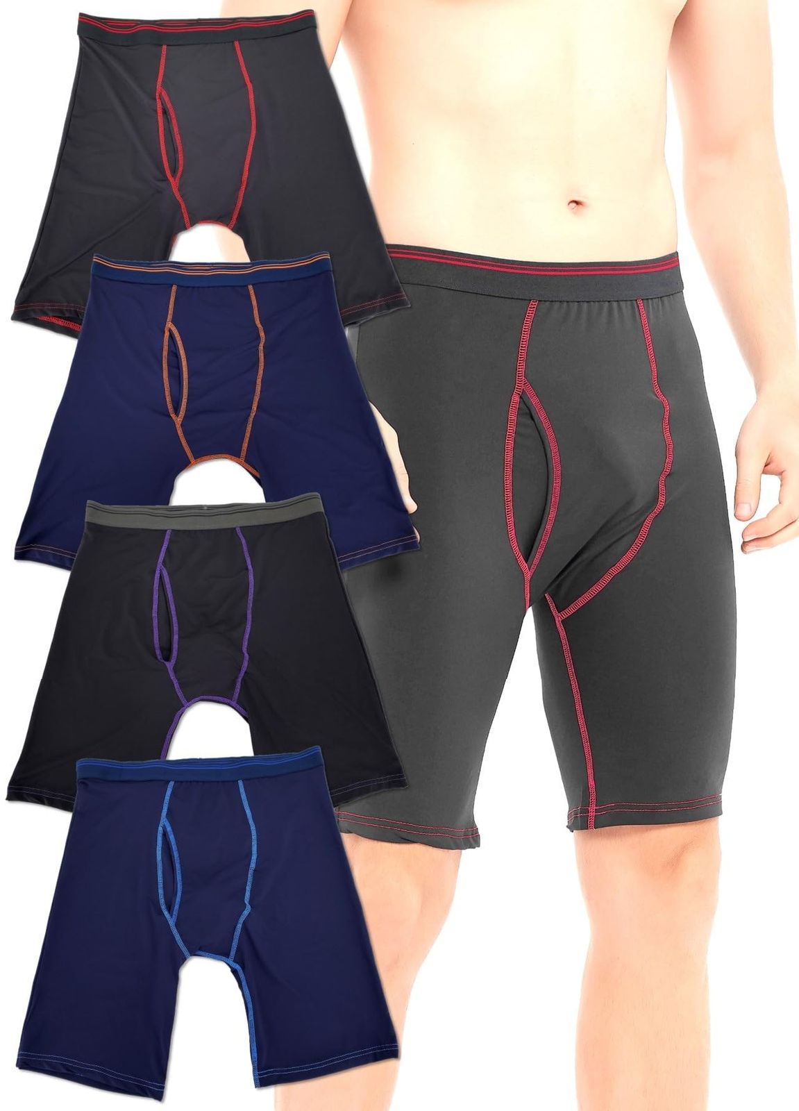 [シュバリアン] ボクサー メンズ ポリエステル ストレッチ インナー プレゼント 大きいサイズ おおきいサイズ スポーツ おとこのこ セット パンツ ロング ブラック ネイビー 男性用 男の子 