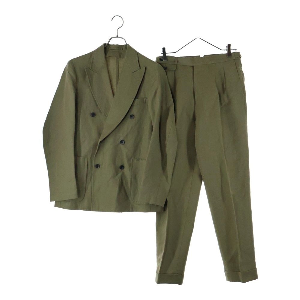 PILGRIM トゥモローランド ピルグリム リネンウール ダブルブレステッド6 Bスーツ セットアップ カーキ 61 07 31 07004