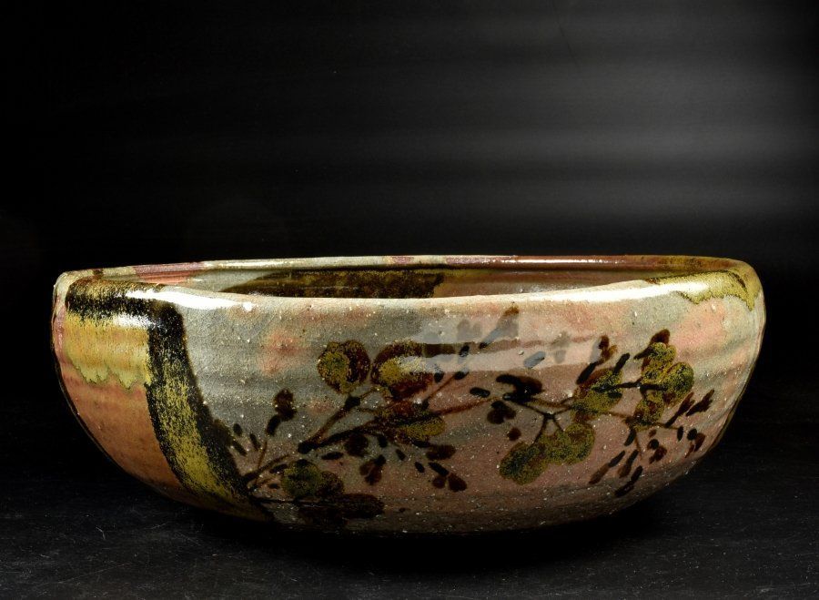 吉川水城 作 鉄絵竹林文 香合 共箱あり 吉川水城 作 鉄絵