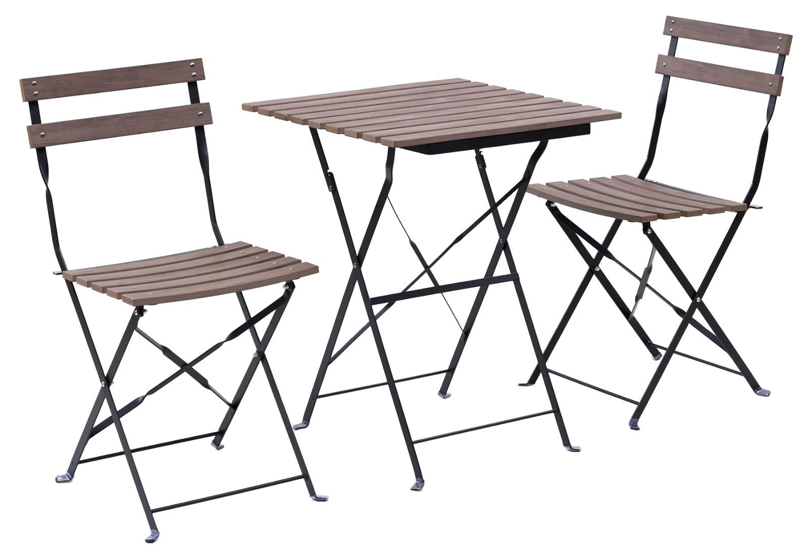 人気商品 カフェテーブル KHBS-3 木目 屋外 屋外 テラス 庭 ブラウン バルコニー ベランダ 折りたたみ ガーデンテーブル-チェア3点セット ガーデンマスター Gardenmaster