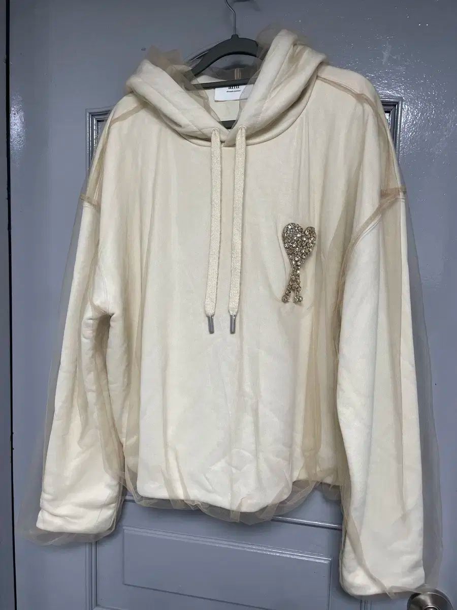 アミ 22ss クリスタルハート フード付きTシャツ