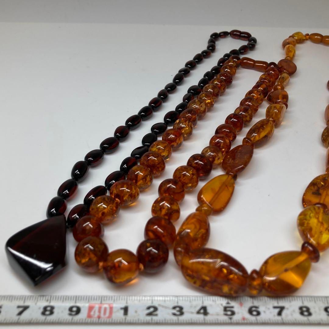 本琥珀 玉ネックレス3本 125g タカチ 東さ7-0104 2F