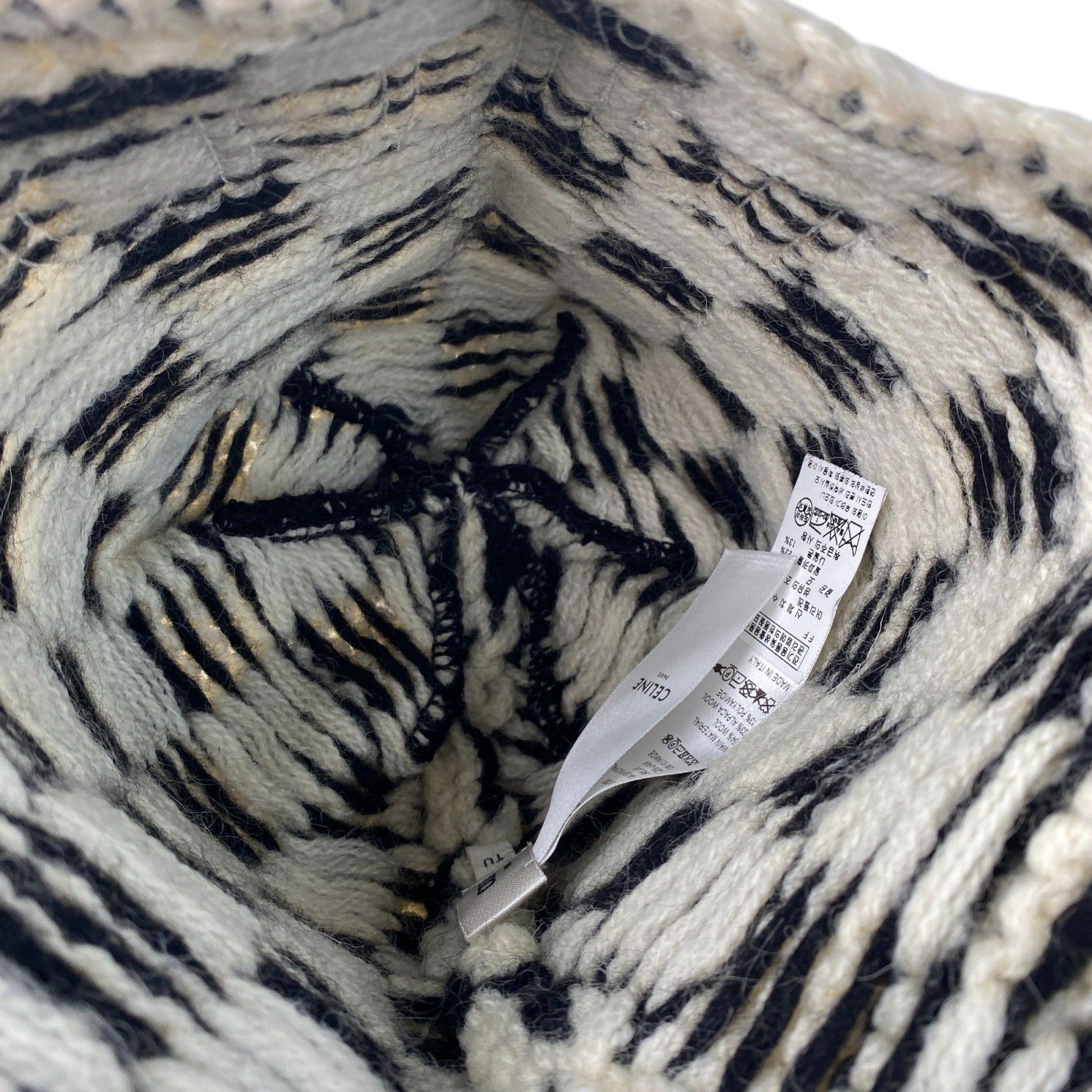 セリーヌCELINE チェック ニット ロゴ キャップ セリーヌ CELINE