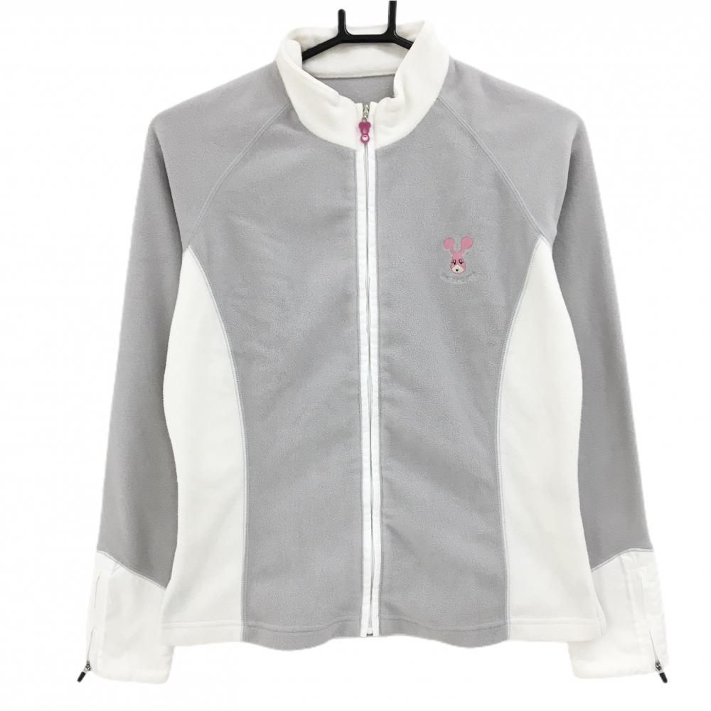 MUスポーツ フリースジャケット 白×ライトグレー 袖口ジップ 異素材 レディース 40(M) ゴルフウェア M・U SPORTS MUスポーツ 驚きの破格値，100%新品 フリースジャケット : > 白×ライトグレー