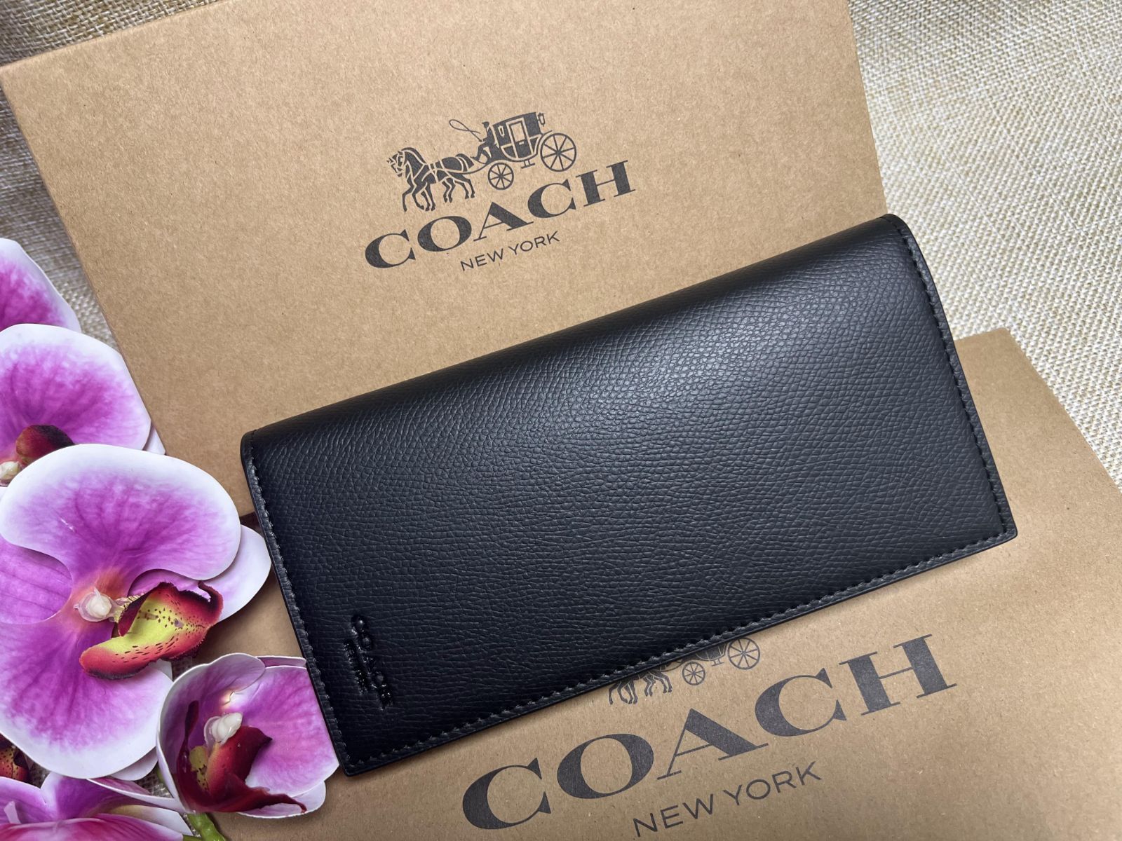 コーチ COACH 二つ折り長財布 ブランド メンズ ロングウォレット 黒