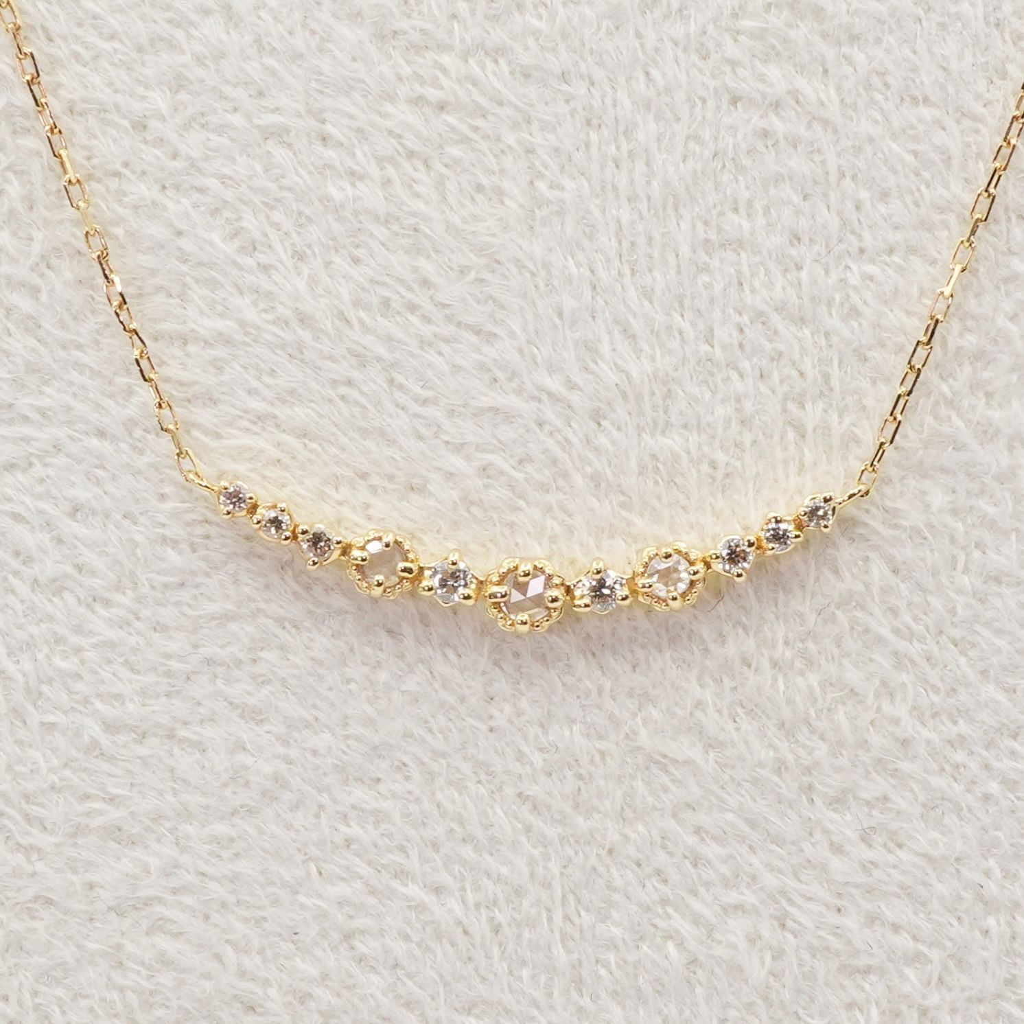 【美品】 agete 限定 ネックレス K18 ダイヤ agete（アガット） ネックレス K18ダイヤモンドネックレス レディース