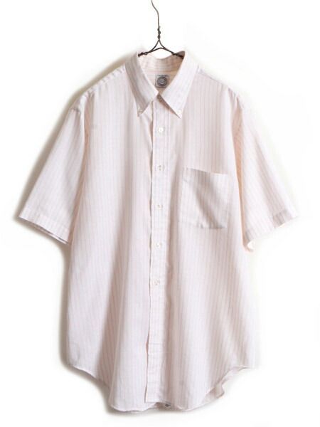 70s USA製 ■ ARROW アロー ストライプ 半袖 ボタンダウン シャツ