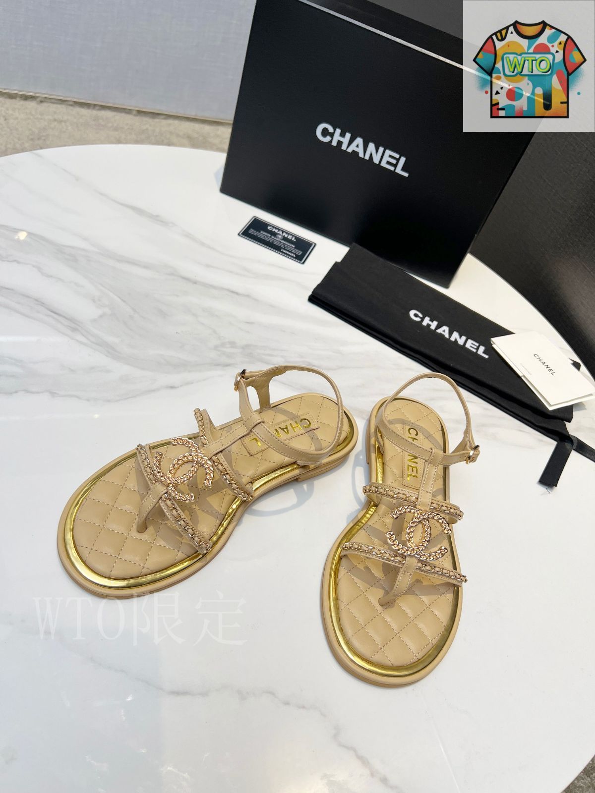 CHANEL バイカラー　アンクルストラップ　36 CHANEL バイカラー アンクルストラップ 36