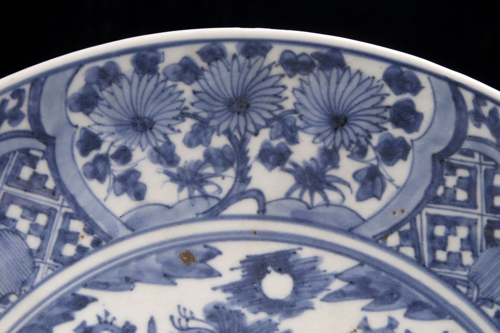 中国古玩 楼閣山水図大皿 30.5cm 唐物 骨董 古美術 楾 O106.2