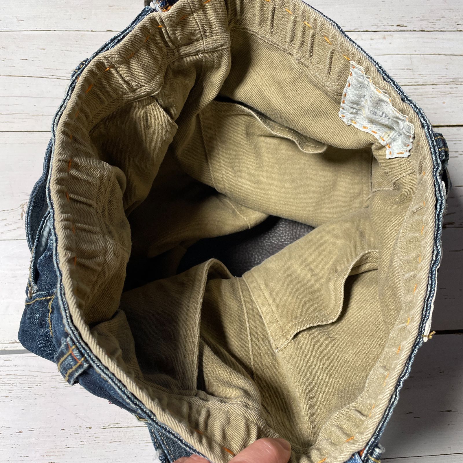 おおきな丸底リメイクデニムバケツ型ショルダーバッグbag-0009