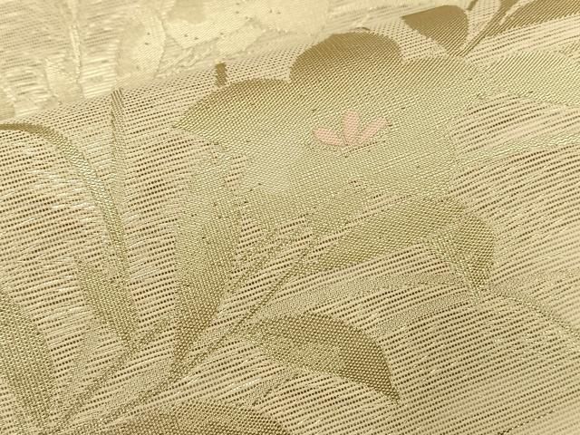 平和屋着物○六通柄袋帯 市松取若松菊詰 銀糸 正絹 逸品