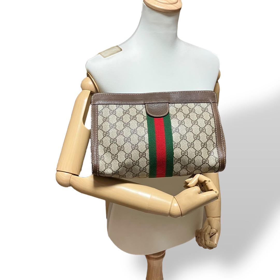 【美品】GUCCI グッチ クラッチバッグ GGスプリーム シェリーライン クラシックな魅力✨】 GUCCI グッチ オールドグッチ クラッチ