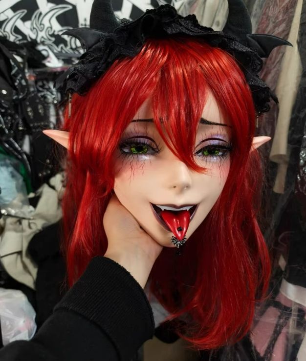 全頭マスク カツラ付き ロック付き NO.540 ドール ヘッドロリータ人形 オリジナル コスプレ 仮装 着ぐるみ kigurumi 二次元美少女