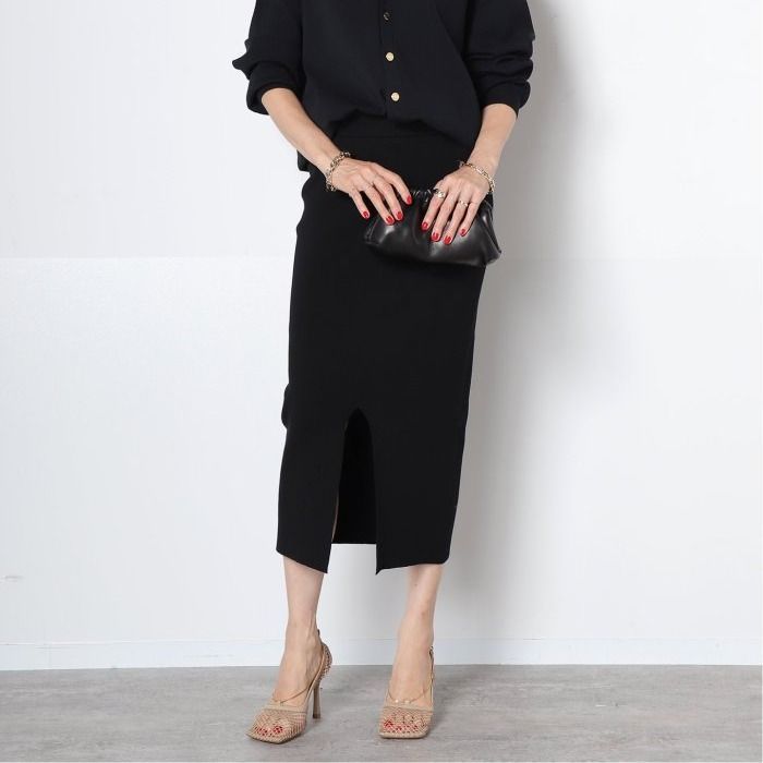 Deuxieme Classe ブラック rib タイトスカート Diner B RIB タイト