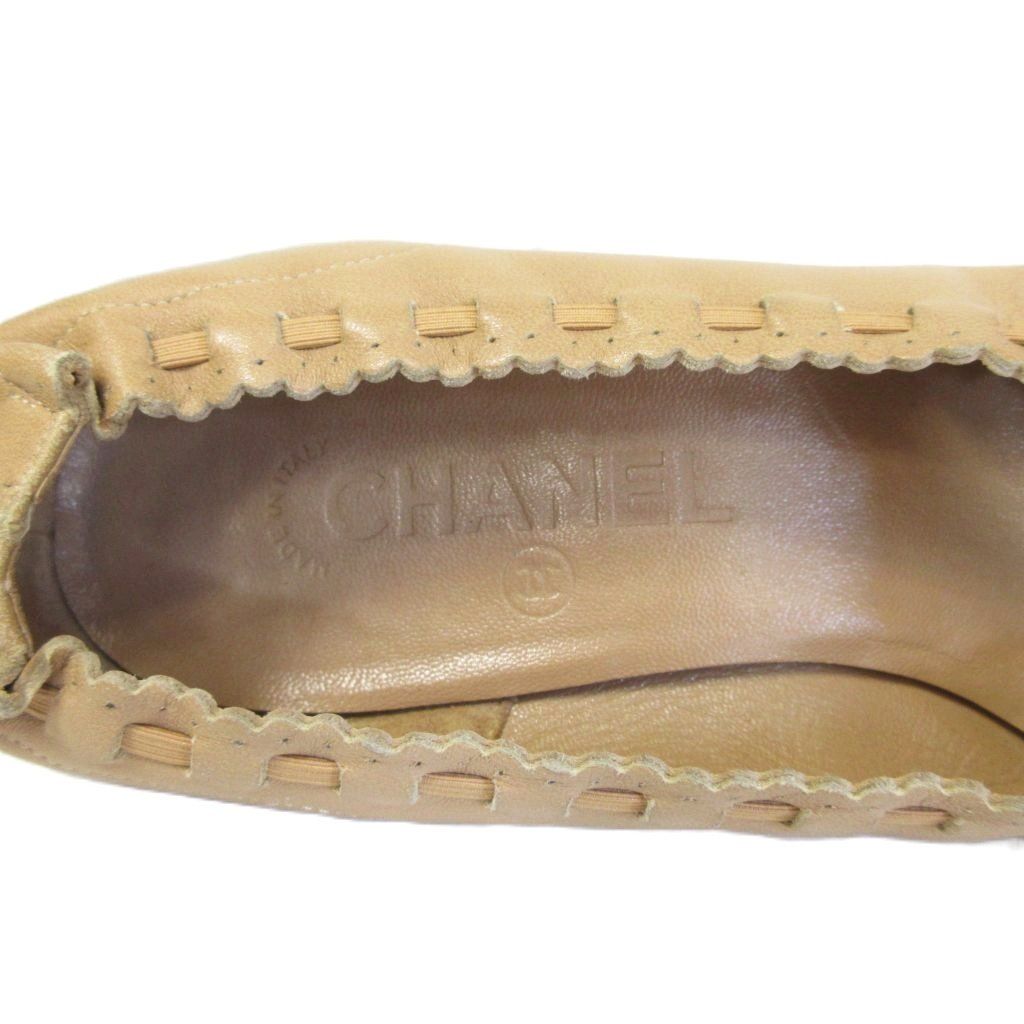 シャネル CHANEL バイカラー ココマークリボン パンプス レザー
