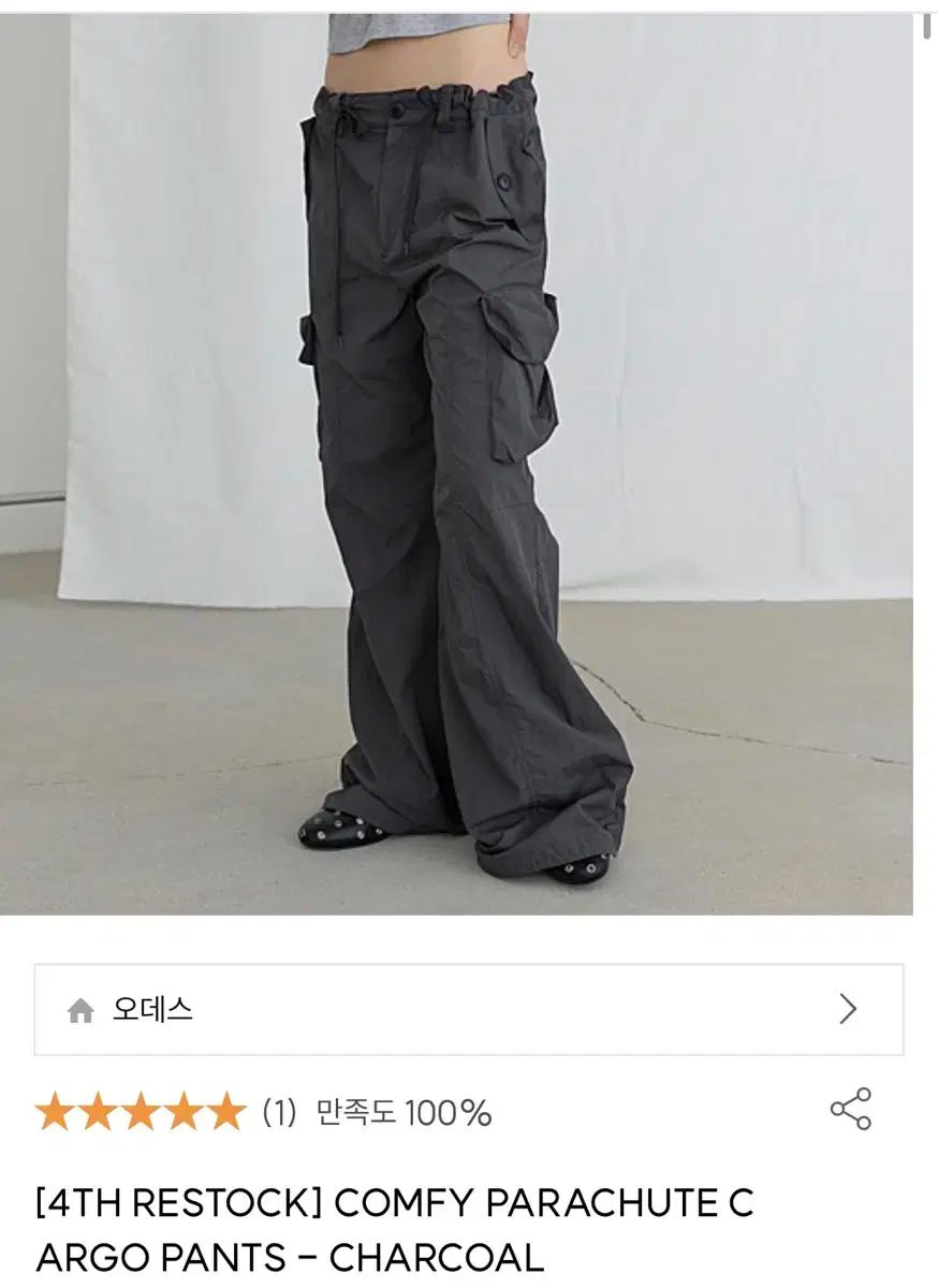 オーデス パラシュート カーゴパンツ チャコール M