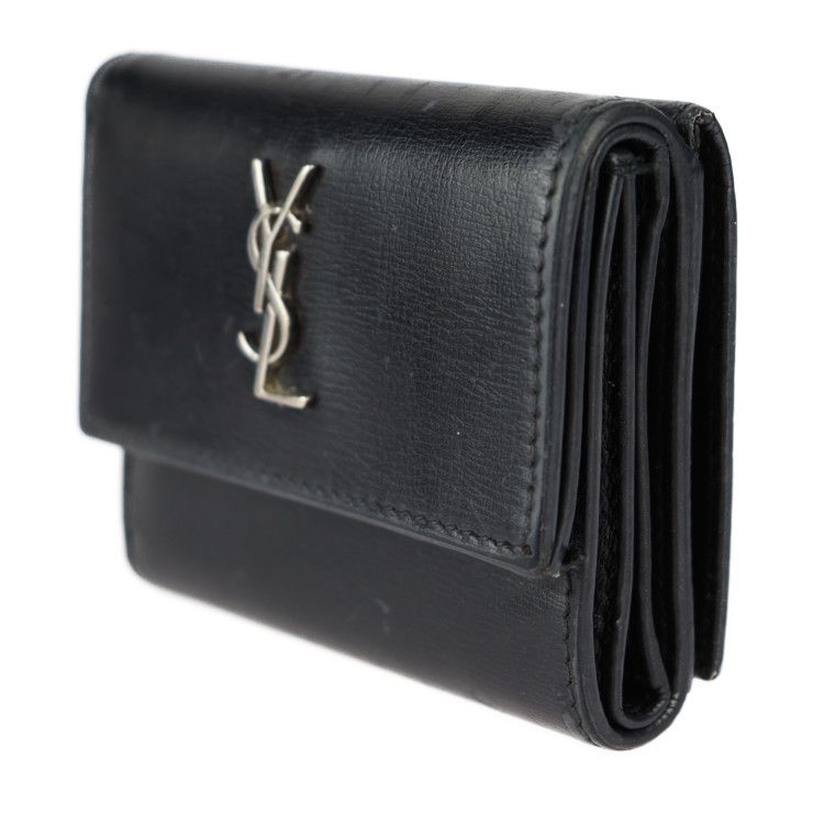 SAINT LAURENT PARIS 三つ折り財布 ブラック SAINT LAURENT PARIS サンローランパリ コンパクト ウォレット 三