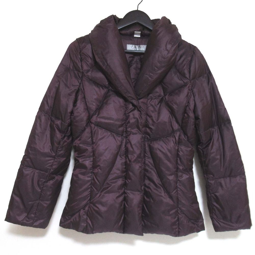 Max Mara マックスマーラ スナップボタンフロント ナイロン キルティング ダウンジャケット F34サイズ パープル レディース 古着