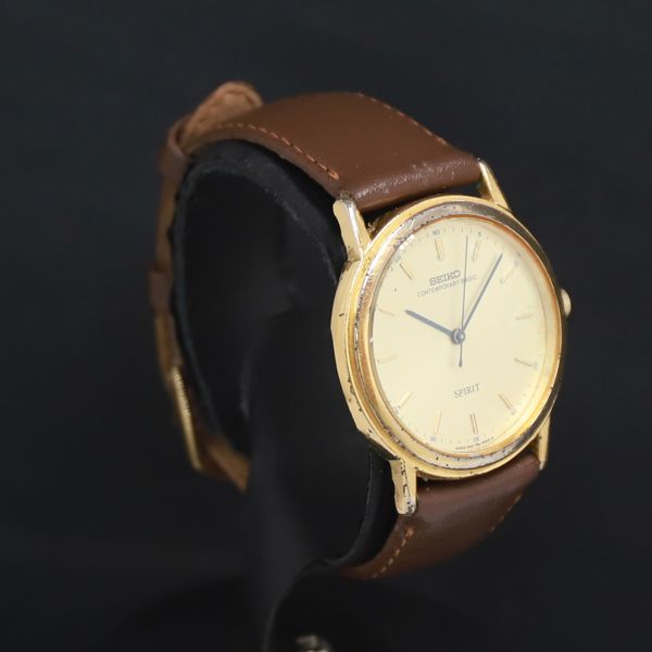 QZ セイコー スピリット 5S21-6000 ゴールド文字盤 レディース腕時計